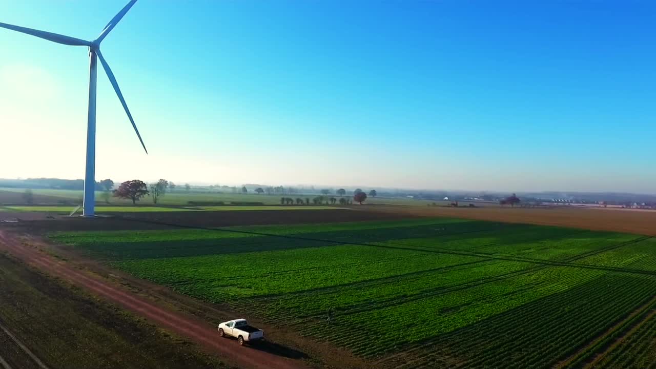 Aerial View of Wind Turbine - Renewable Energy By Wind Power