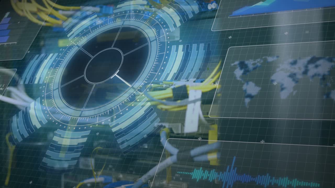 스 ⁇  스캔과 바이너리 코딩의 애니메이션 vr 헤드 ⁇ 을 착용한 사람