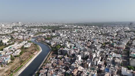 aerial perspective of jaipur's tightly packed urban landscape.