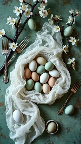 easter egg arrangement with spring flowers