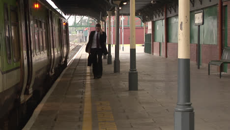 business man at train station