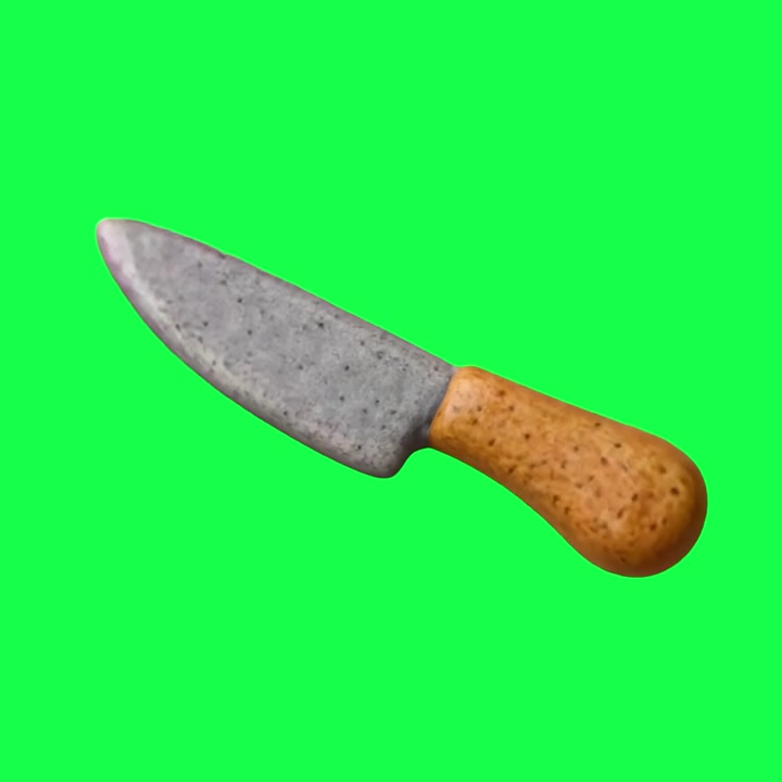 Coltello da cucina rotante su green screen.