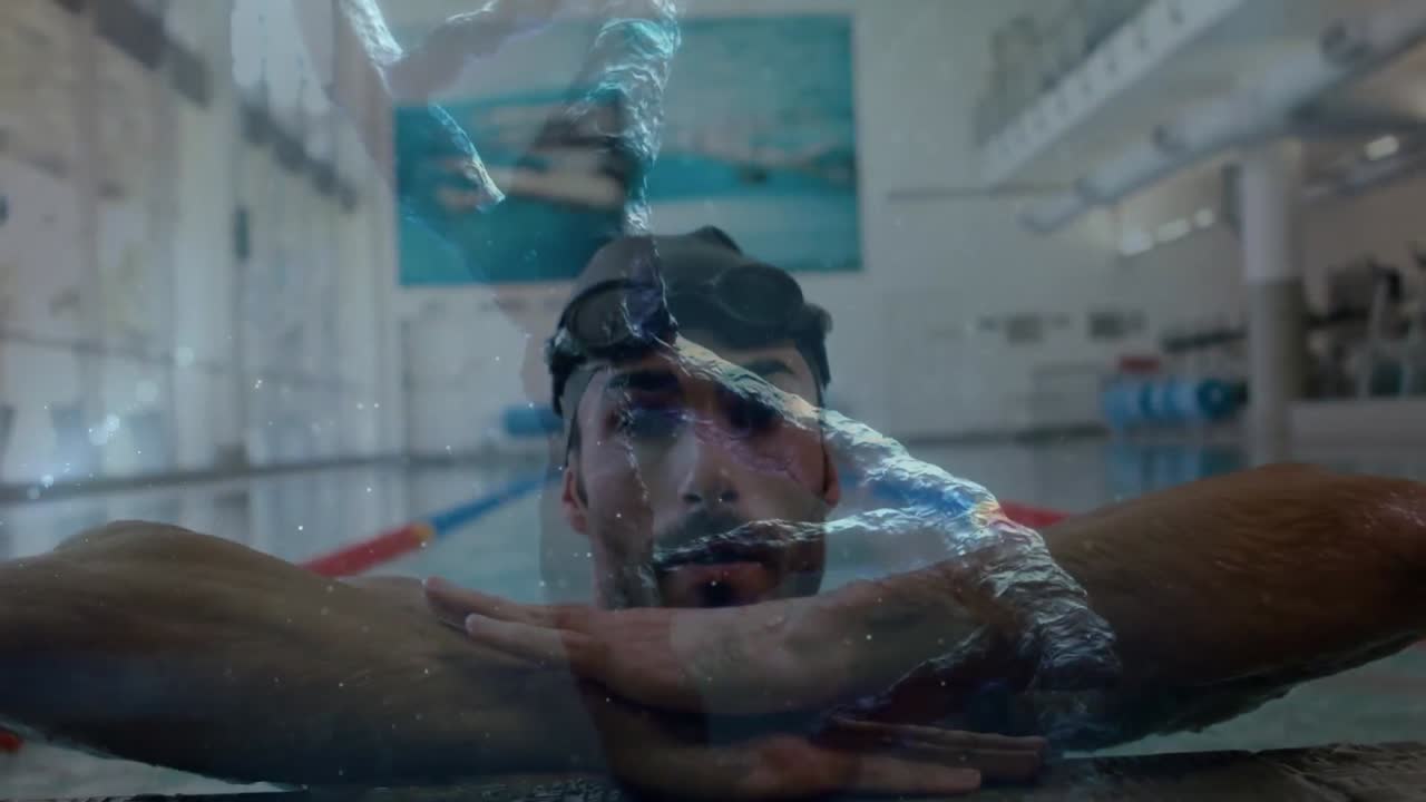 백인 남성 수영 선수에 대한 dna와 염색체의 애니메이션