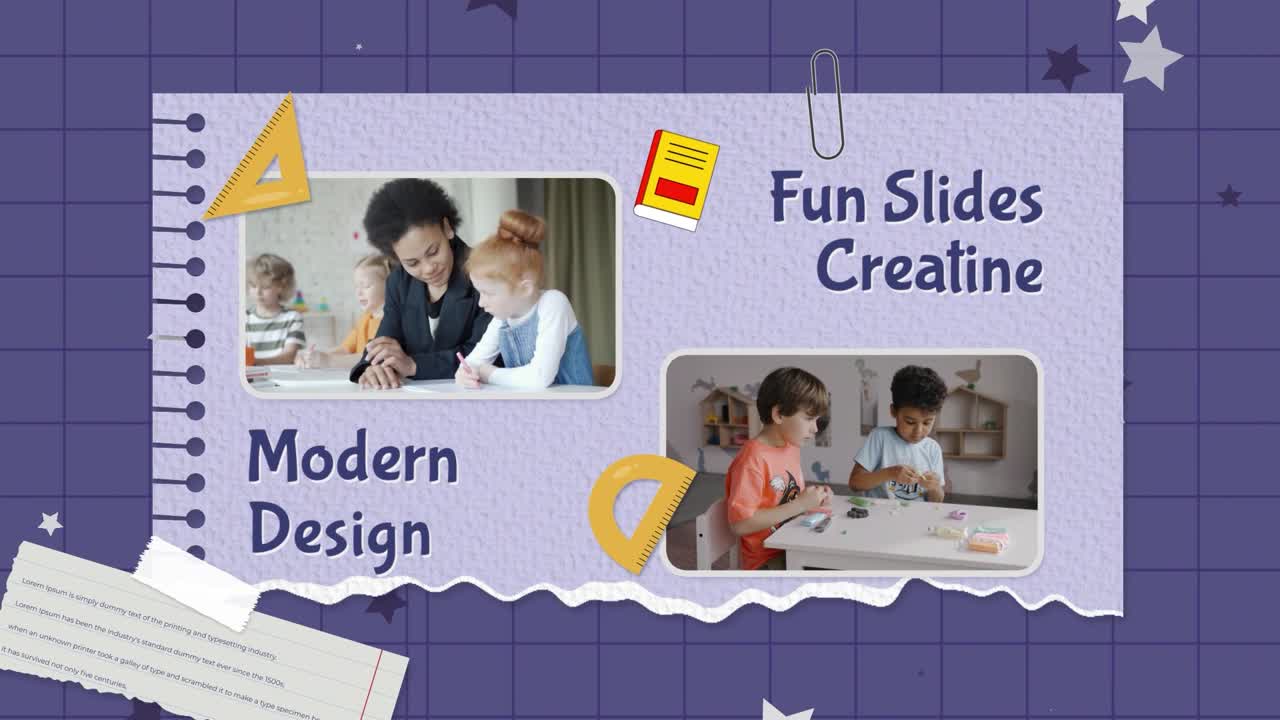 Fun kids education slideshow template for school learning and children content videos