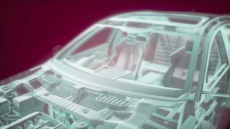 animación holográfica de un modelo de coche 3d con motor