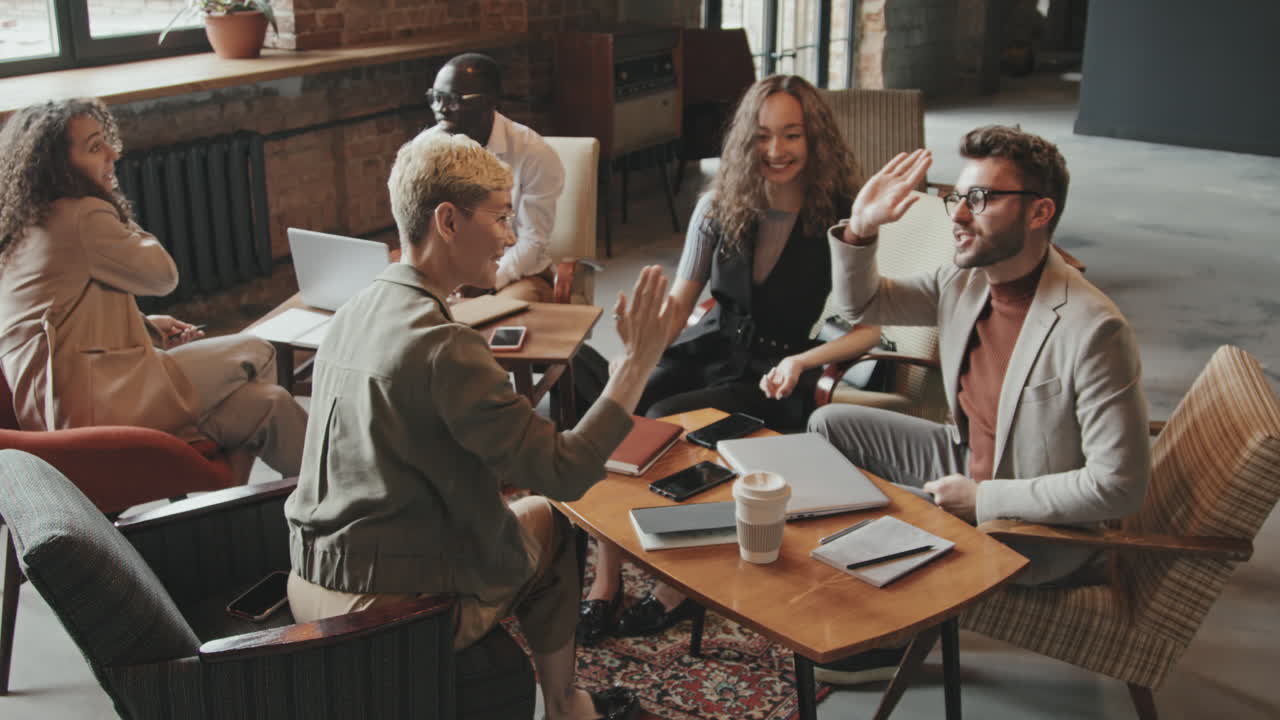 Coworking Process in Modern Loft Workspace