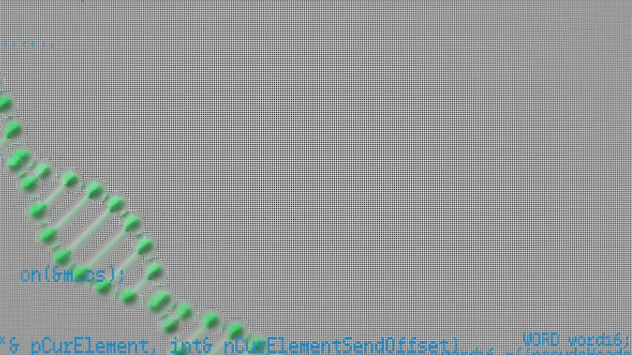 Animation of data processing over dna strand spinning