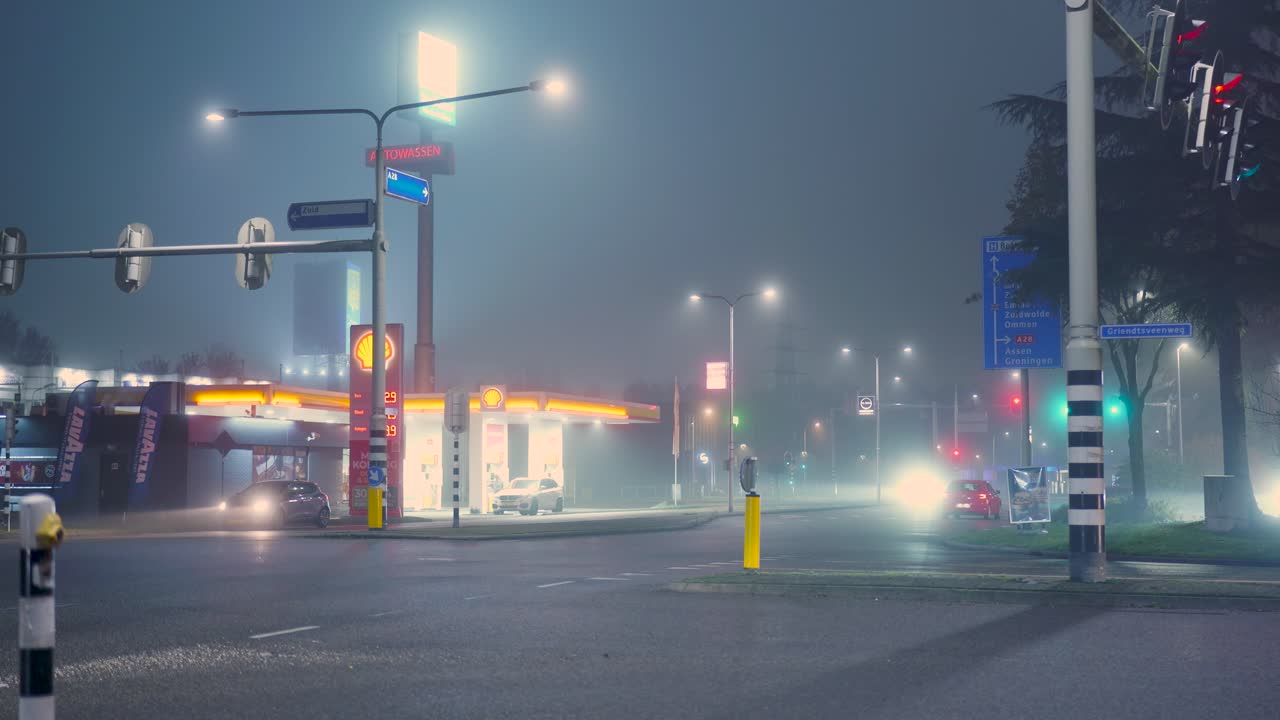 Foggy Night at the Gas Station