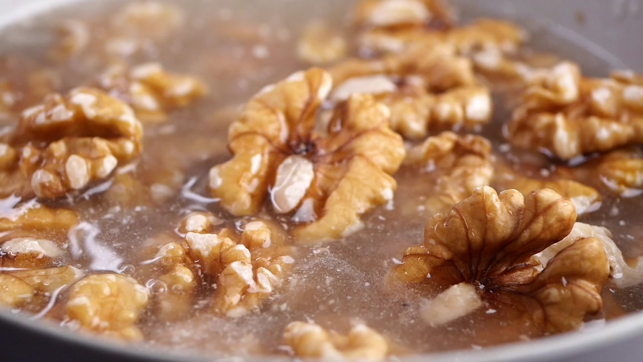 Walnuts Soaking in Water for Preparation