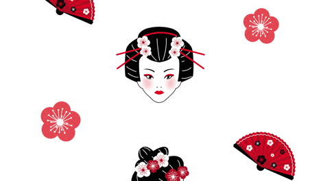 patrón de geisha japonés