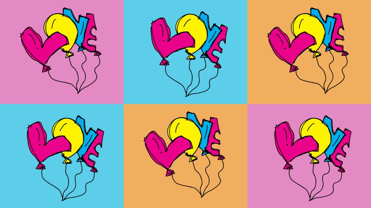 bambini che disegnano pop art sullo sfondo senza cuciture con il tema dell'amore
