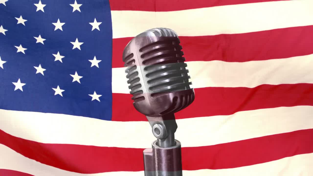 마이크가 있는 미국  ⁇ 발