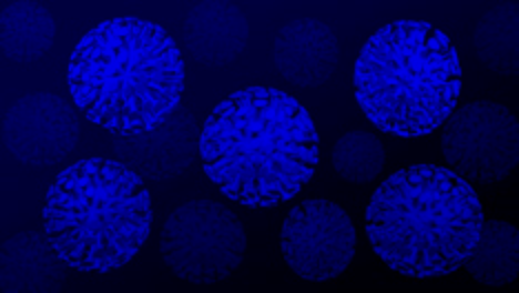 virus moving on dark blue background.