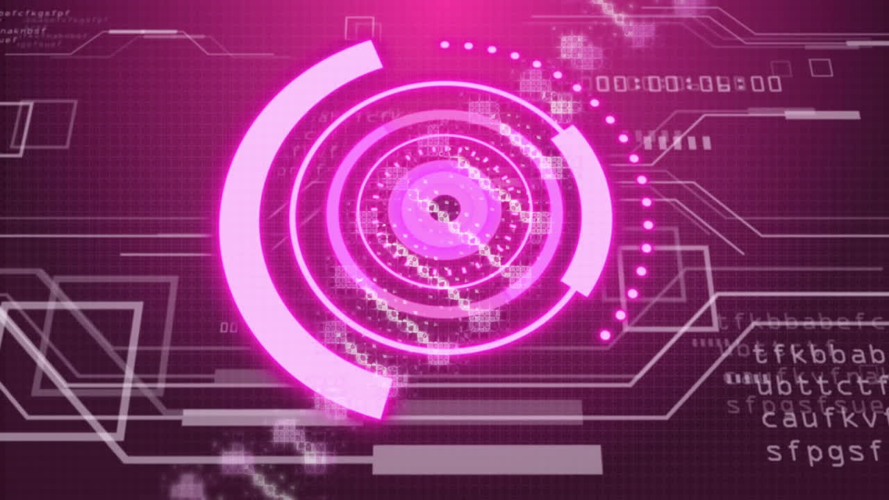 animación de escaneo de alcance y procesamiento de datos digitales sobre un fondo oscuro