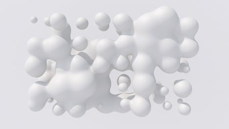 white liquid balls. abstract monochrome animation, 3d render.