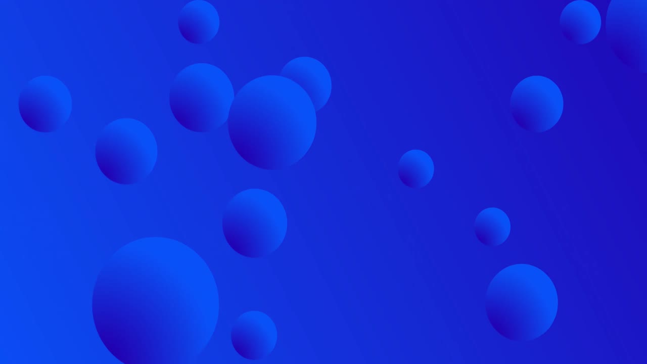 Animation of 3D balls moving against blue background