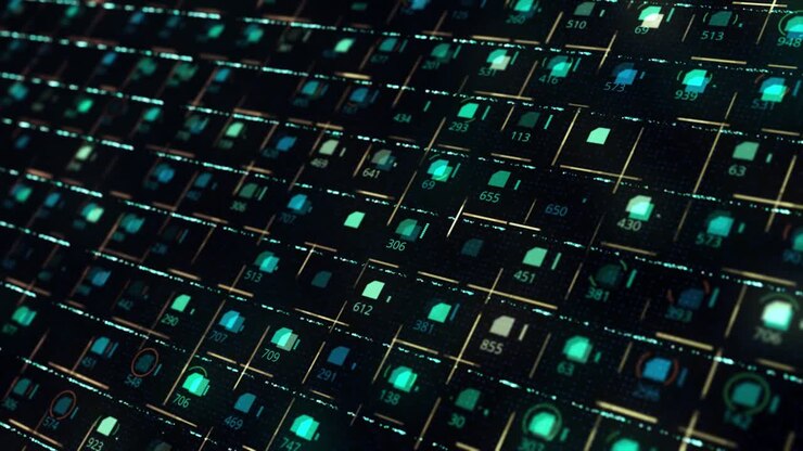 Sfondo astratto con interfaccia a griglia digitale