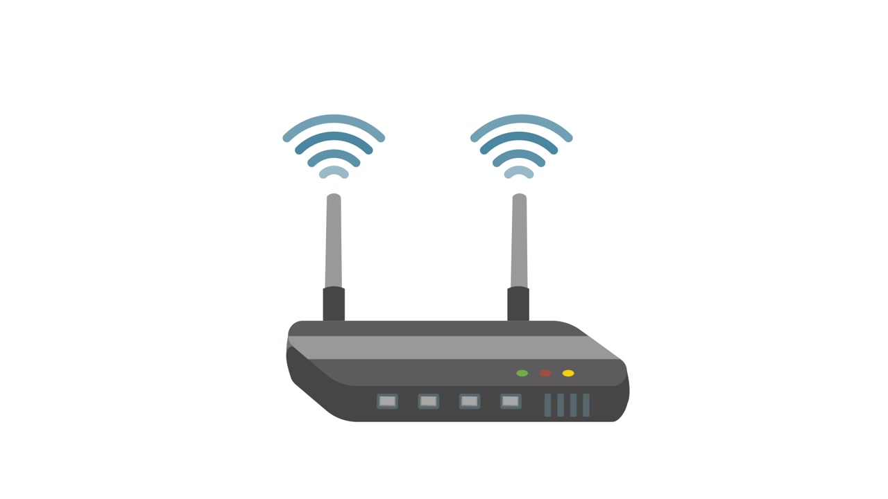 2D Animation of a Wireless Router Emitting Wi-Fi Signals