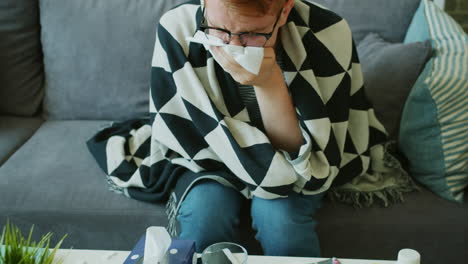 sick person resting at home
