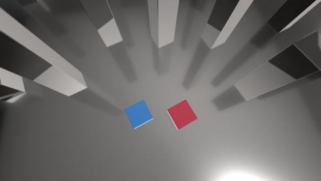 comparando el diagrama de barras azules y rojas 3d creciendo hasta el 37% y el 63%