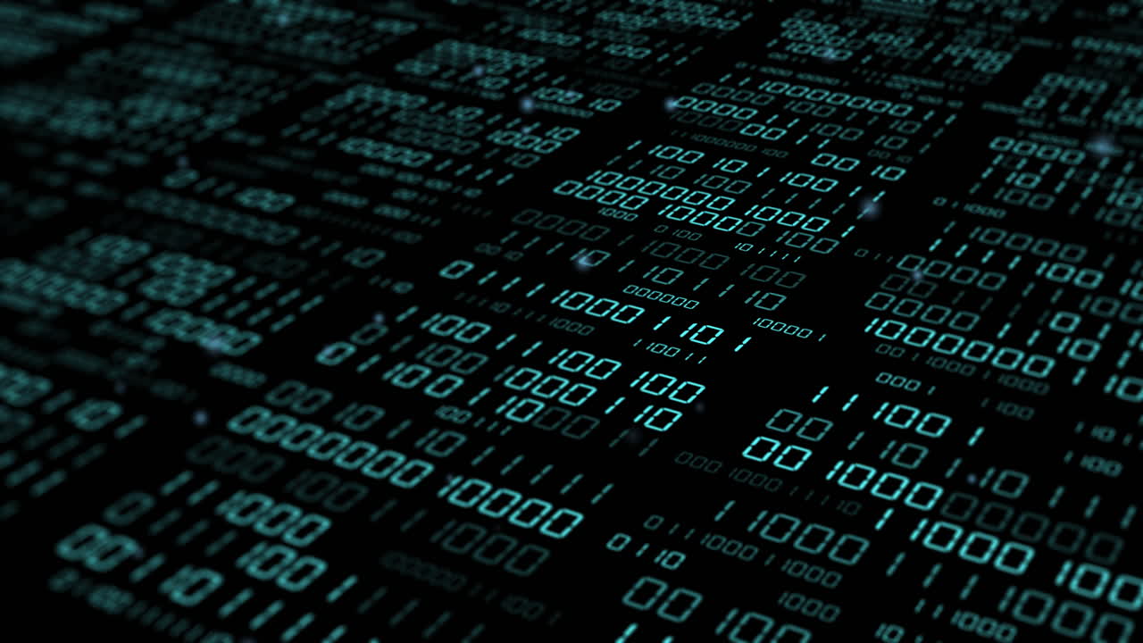 Animation of binary coding and data processing