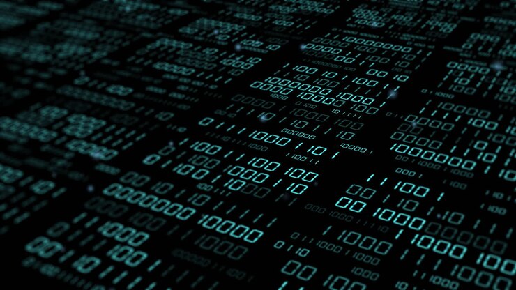 Animation of binary coding and data processing