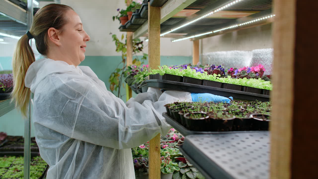 женщина, работающая в питомнике растений