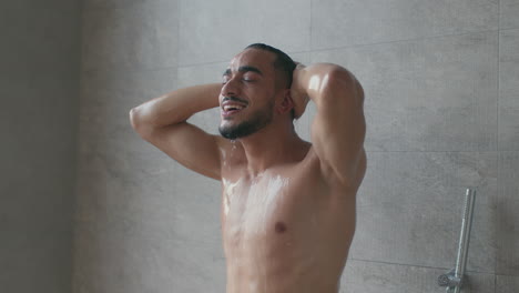 man enjoying a relaxing shower