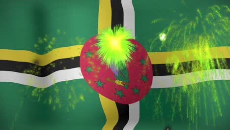 Animación-De-Fuegos-Artificiales-Sobre-La-Bandera-De-Dominica.