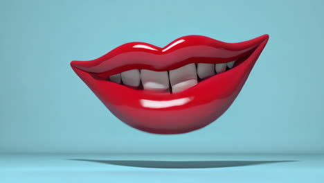 smiling cartoon red lips on blue
