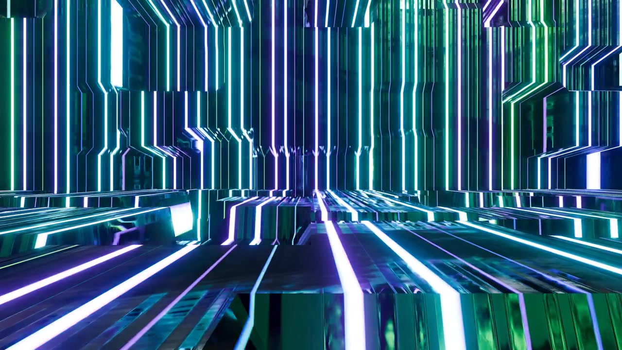 Abstract Futuristic Cyberpunk Digital Infrastructure with Glowing Neon Lights