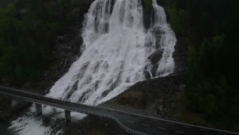 furebergsfossen waterfall, norway - 4k drone