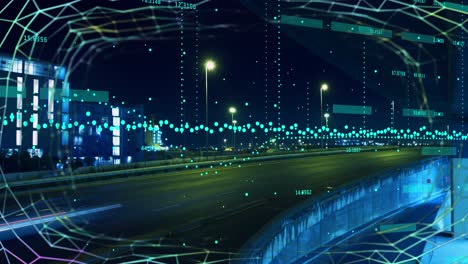 procesamiento de datos financieros contra el tráfico nocturno de la ciudad