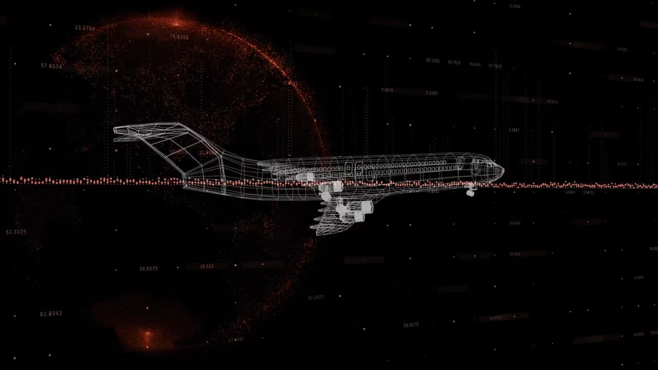 회전 하는 지구 에 대하여 비행기 의 3d 모델