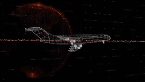 modelo 3d de un avión contra un globo giratorio