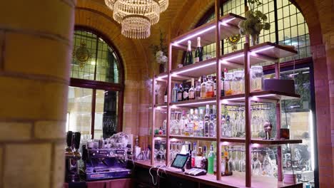 elegant cocktail bar counter in amsterdam, netherlands