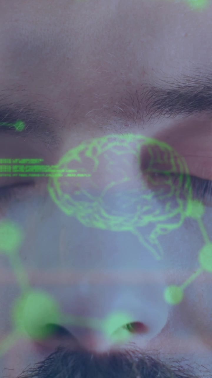 Animation of medical data processing over male doctor in hospital