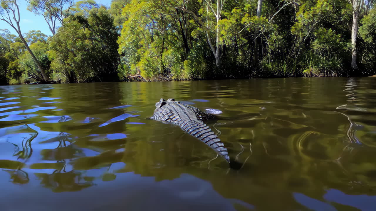 Crocodile in a River in a Forest