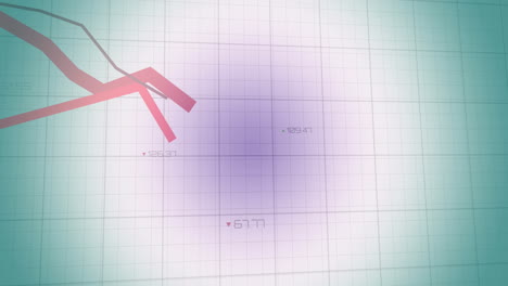animación de líneas rojas y procesamiento de datos financieros a través de la red