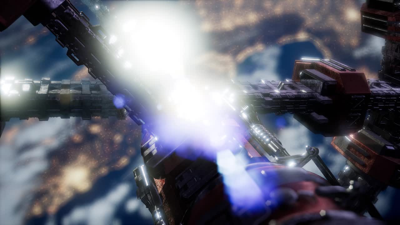 지구 위 에 있는 우주 공간 에 있는 국제 우주 정거장