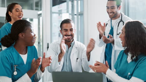 happy medical team celebrating success
