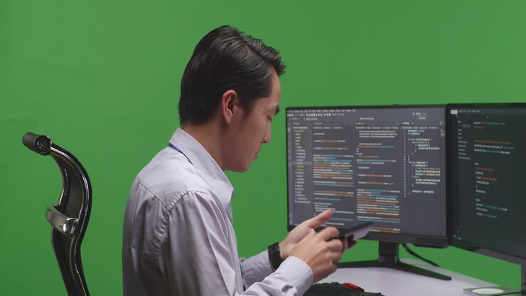 Programmer working on code