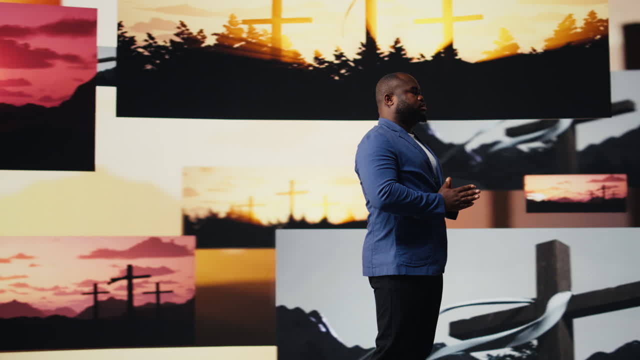 Black person does meditation pose with hands together in prayer