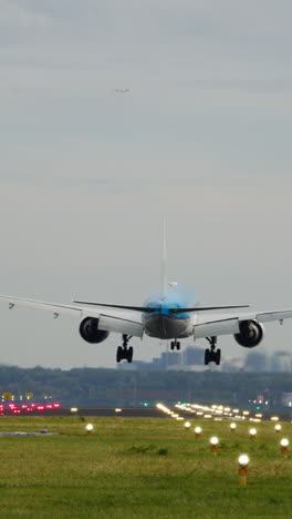 airplane landing on runway