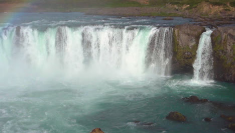 slow motion shot of the godafoss waterfall in north iceland.