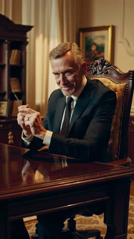 businessman in a luxury office setting