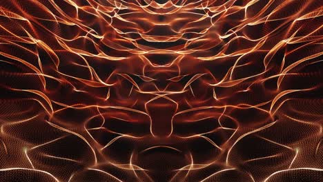 tema abstracto de ciencia ficción con ondas simétricas de malla de alambre. 4k 3d líneas futuristas de malla de cable de brillo de bucle sin costuras de fondo ondulado. diseño moderno futurista de ciencia ficción para la ciencia título de introducción, presentación.
