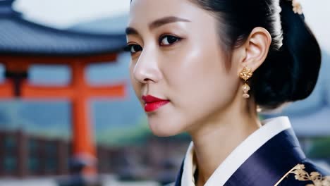 beautiful korean woman in traditional clothing