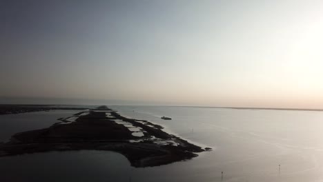 Aerial-drone-view-of-islands-in-Laguna-Madrea-along-the-Gulf-Intercoastal-Waterway-just-before-sunset