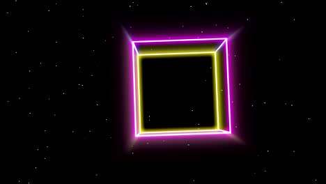 abstract bright neon cube rotating suitable for use in a music video